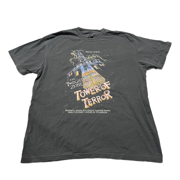 Disney Tops - Disney Black Tower of Terror Graphic Tee with Yellow & Blue Print